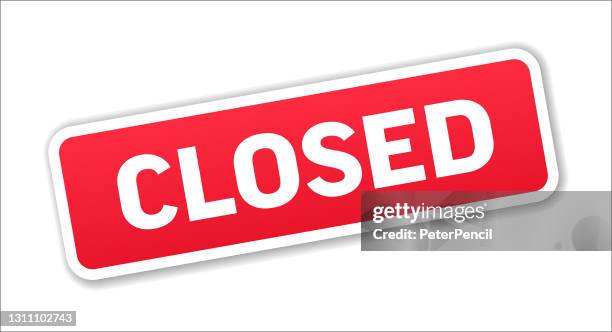 closed - stamp, banner, label, button template. vector stock illustration - web button rectangle stock illustrations