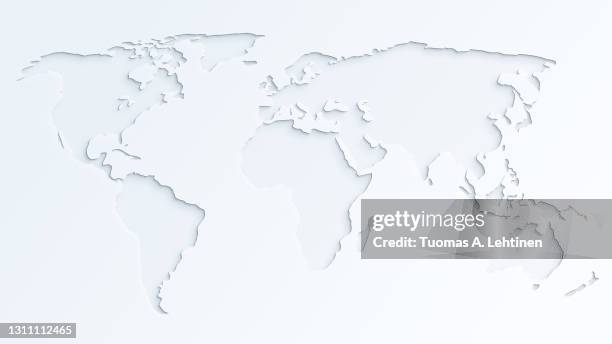 light gray world map on almost white background. - intercontinental imagens e fotografias de stock