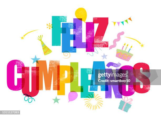 illustrazioni stock, clip art, cartoni animati e icone di tendenza di feliz cumpleaños - buon compleanno in spagnolo - cultura spagnola