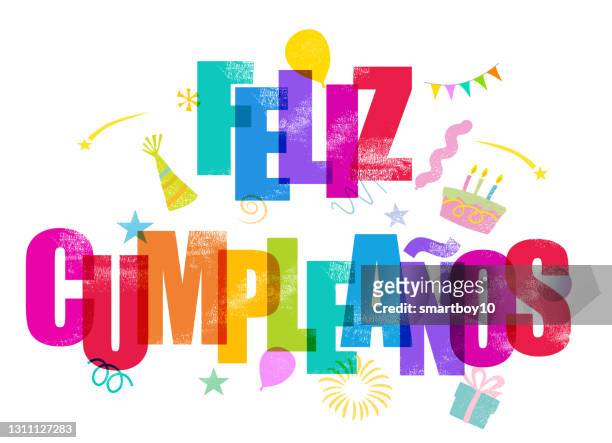 feliz cumpleaños - happy birthday in spanish - spain stock illustrations
