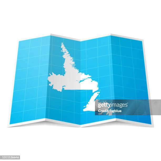 newfoundland and labrador map folded, isolated on white background - st johns newfoundland stock illustrations