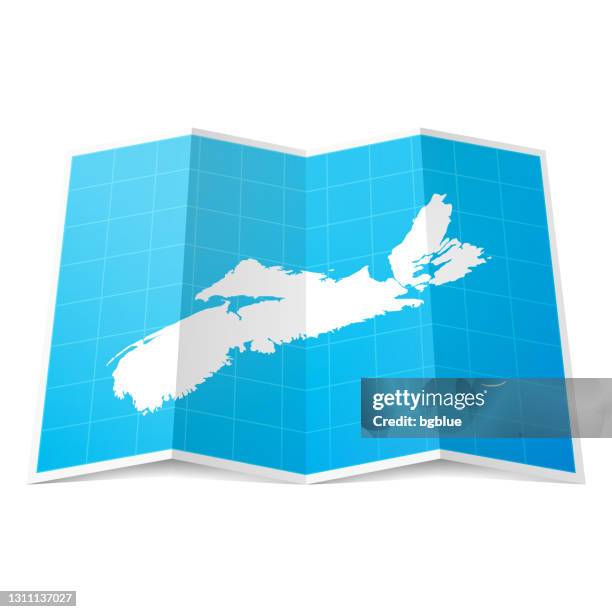nova scotia map folded, isolated on white background - halifax stock illustrations