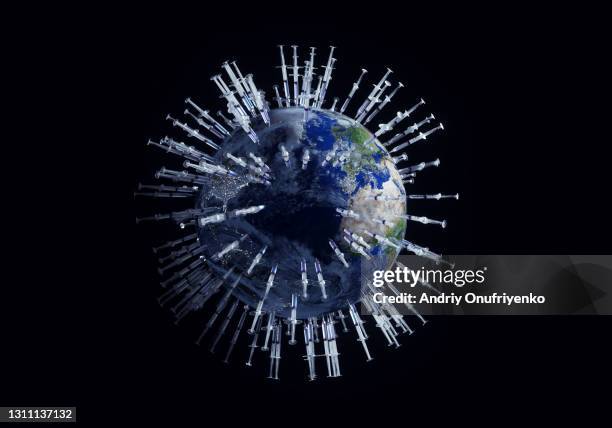 vaccination of planet earth - covid economy stock pictures, royalty-free photos & images