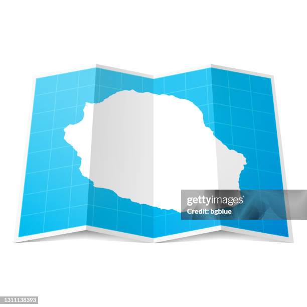 reunion map folded, isolated on white background - folded map stock illustrations