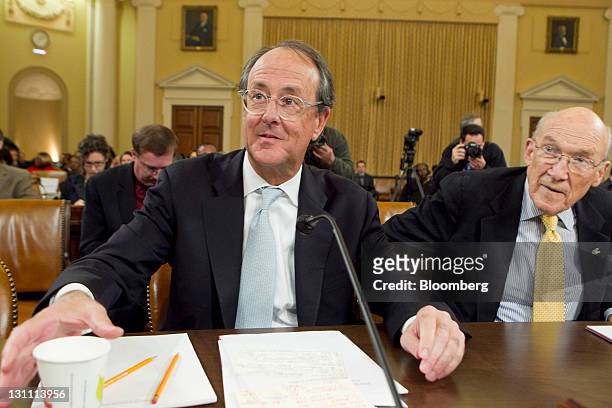 Erskine Bowles, left, and Alan Simpson, co-chairs of the National Commission on Fiscal Responsibility and Reform, arrive to a Joint Deficit Reduction...