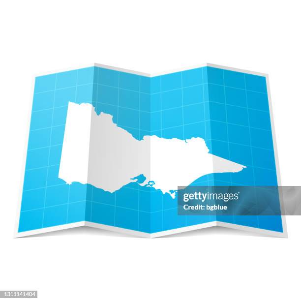 victoria map folded, isolated on white background - melbourne stock illustrations