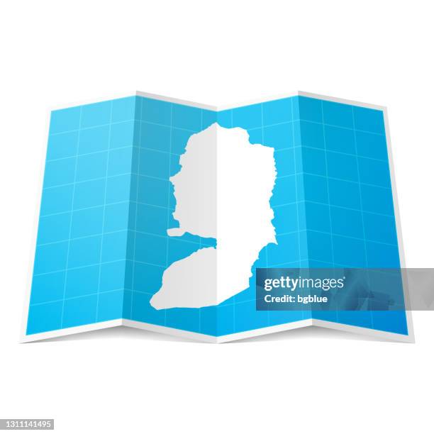 west bank map folded, isolated on white background - jerusalem stock illustrations