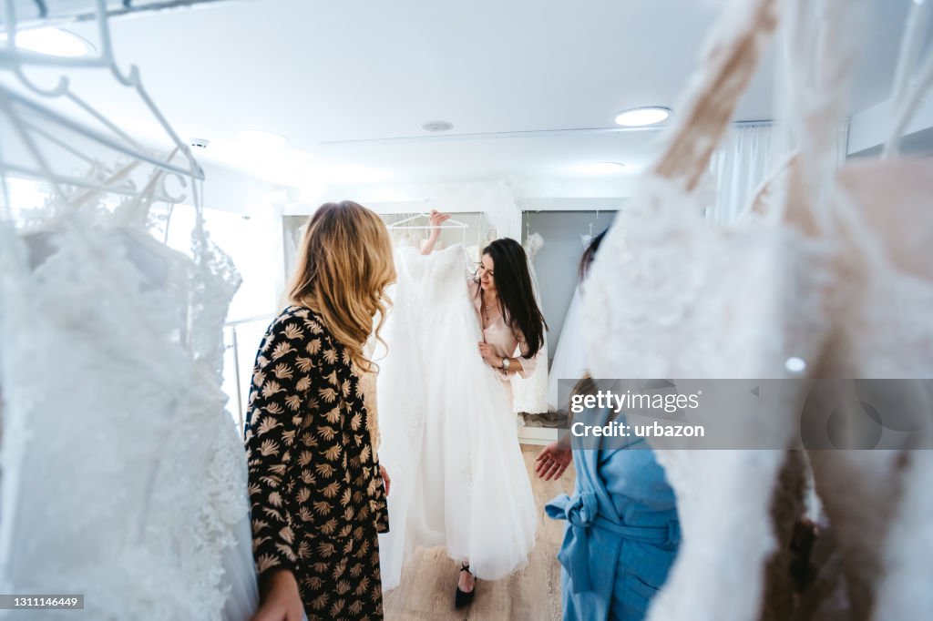 Trying wedding dress