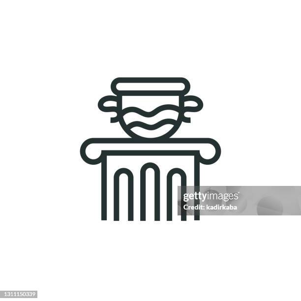 museum line icon - new york city museum of modern art stock-grafiken, -clipart, -cartoons und -symbole