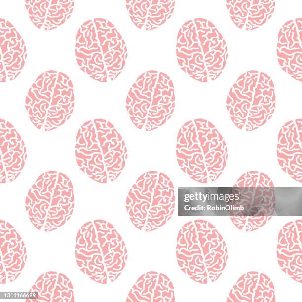 pink brains seamless pattern - bipolar disorder stock illustrations