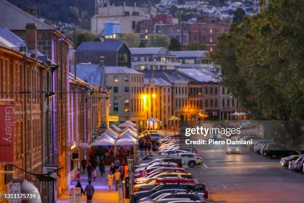 salamanca place - hobart stock-fotos und bilder