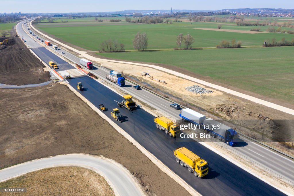 Aerial view of a road construction