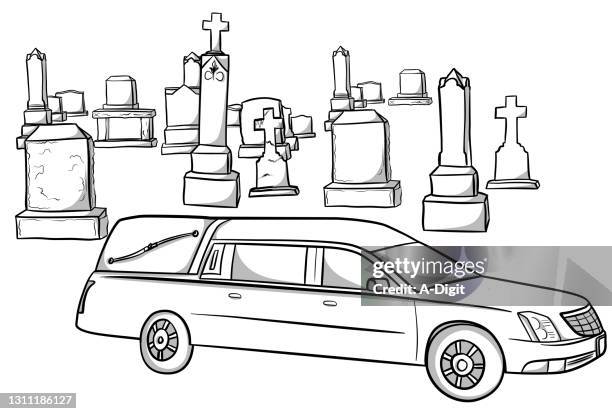 stockillustraties, clipart, cartoons en iconen met hearse rouwauto - hearse