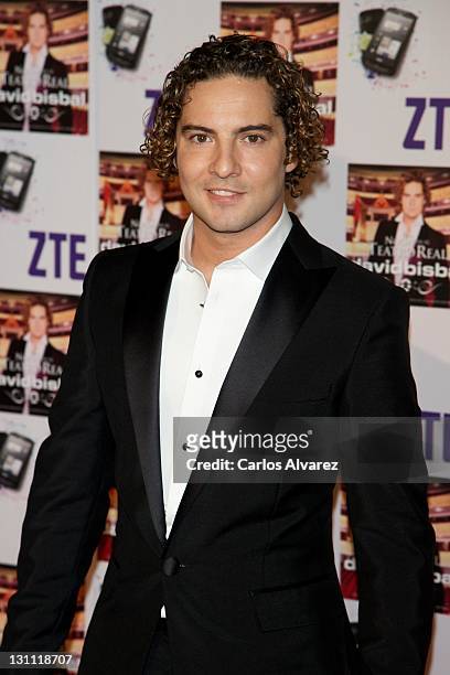 Spanish singer David Bisbal poses for the photographers before his concert at the Royal Theater on November 1, 2011 in Madrid, Spain.