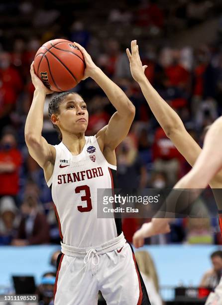 Anna Wilson of the Stanford Cardinal takes a shot in the second half against the Arizona Wildcats during the National Championship game of the 2021...