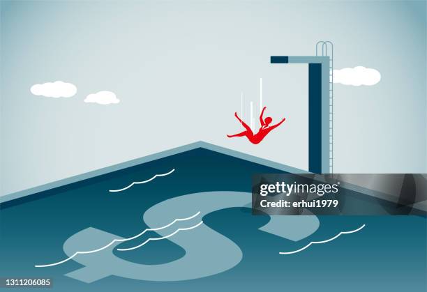tripping – falling - diving board pool stock illustrations