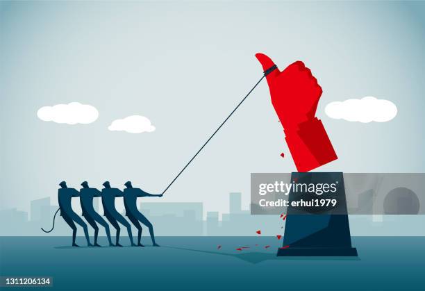 demolished - thumb up and down stock illustrations