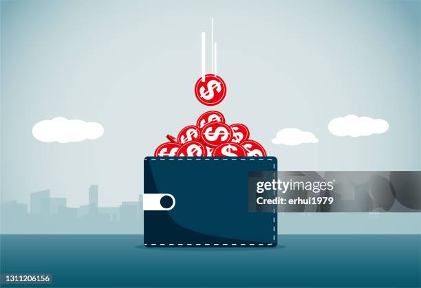 wealth - bulging wallet stock illustrations