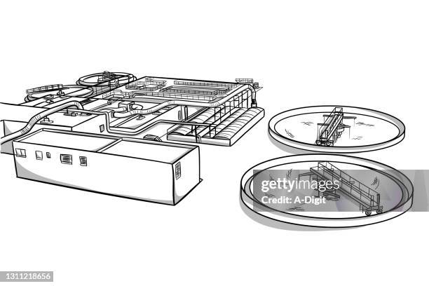 water processing plant - sewer stock illustrations