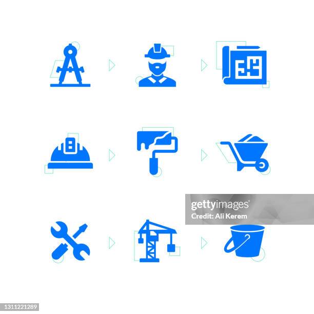 construction icon set - skyscraper builder stock illustrations
