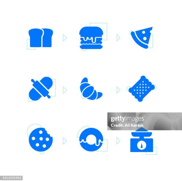 bakery icon set - breakfast biscuits stock illustrations