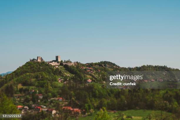 vista lontana a celje - celje foto e immagini stock