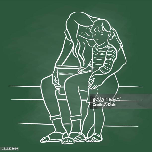 tenderness in sad moment chalkboard - skinny jeans stock illustrations