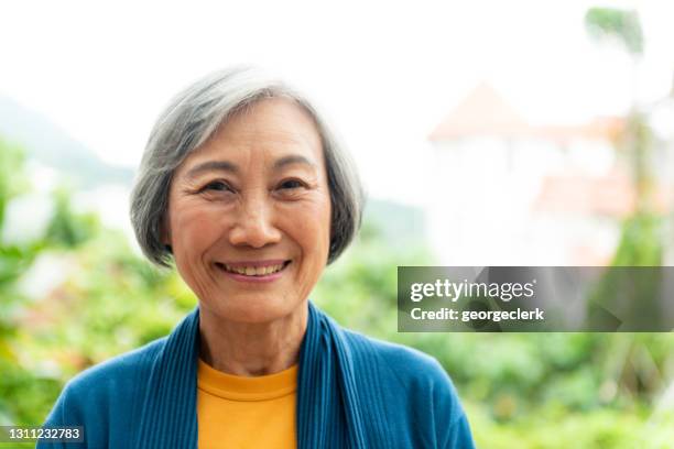 taiwanesische großmutter porträt - asiatische kultur stock-fotos und bilder