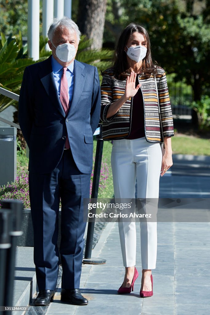 Queen Letizia Of Spain Visits 'Mutua Madrileña' Headquarters