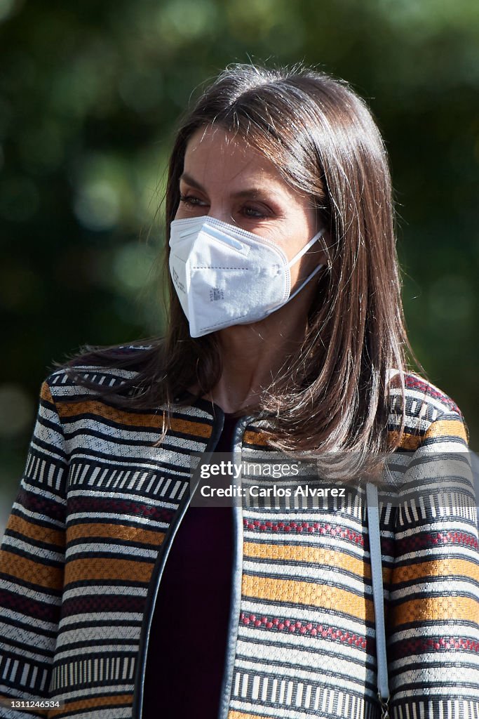 Queen Letizia Of Spain Visits 'Mutua Madrileña' Headquarters