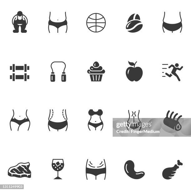 obesity icon set - excess icon stock illustrations