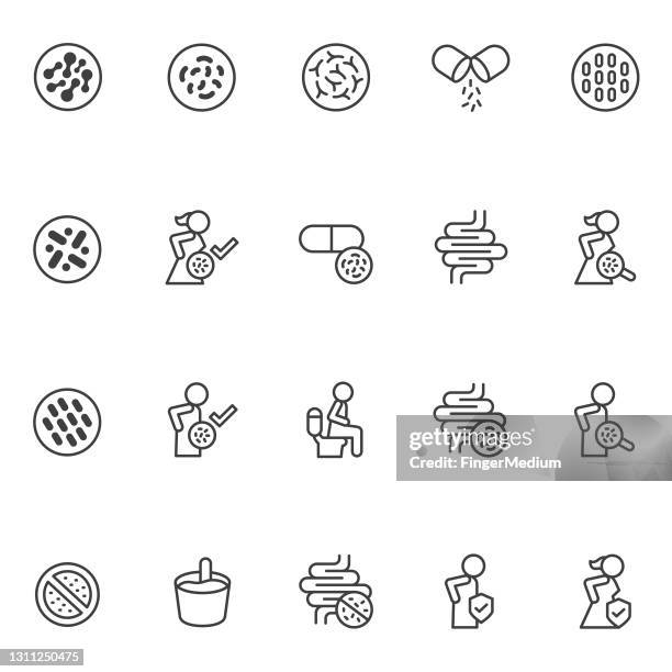 probiotics icon set - diarrhea stock illustrations