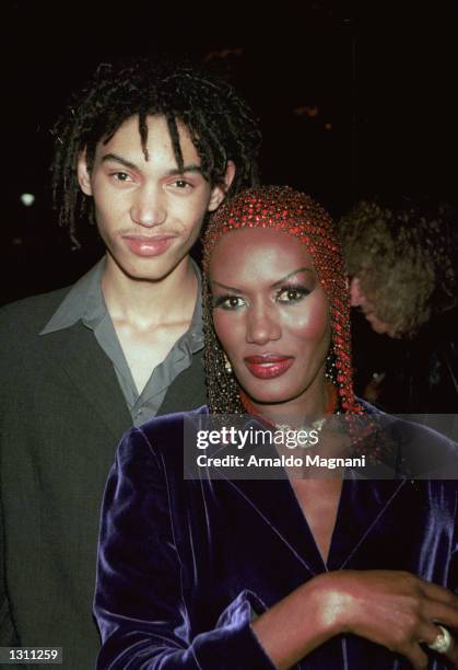 Grace Jones and her son Paolo attend the "Made in Italy Awards" December 9, 2000 at Cipriani''s in New York City. The event honored the best Italian...