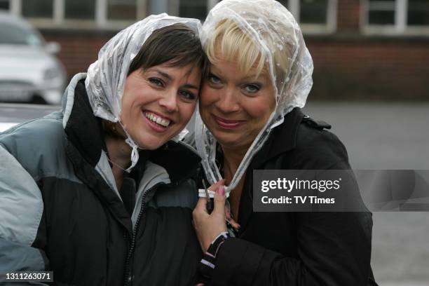 Waterloo Road actresses Denise Welch and Jill Halfpenny on set, on August 9, 2006.