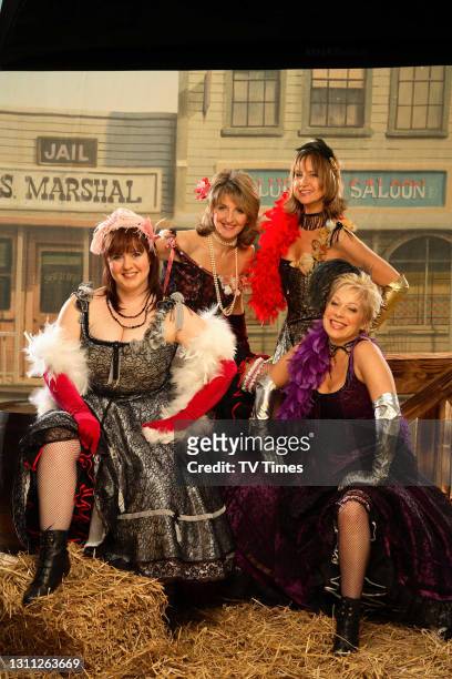 Loose Women presenters Coleen Nolan, Kaye Adams, Carol McGiffin and Denise Welch dressed as Wild West saloon madams, on March 14, 2006.