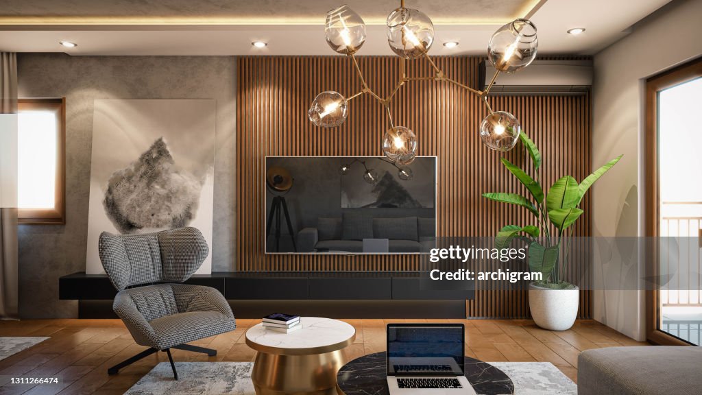 Interior Design Architecture Computer Generated Image Of Living Room ...