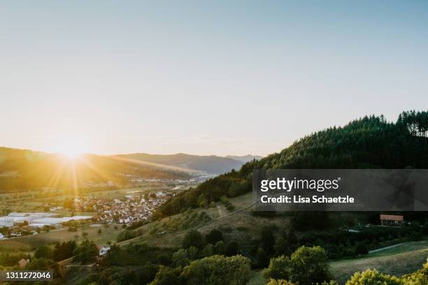 view over haslach im kinzigtal, black forest, germany - baden württemberg stock pictures, royalty-free photos & images