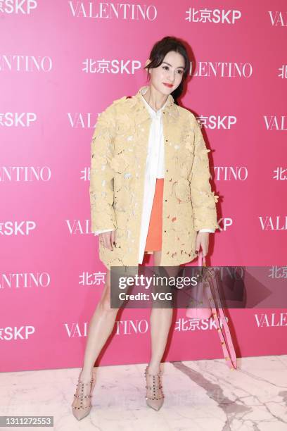 Actress Cecilia Cheung Pak-chi attends Valentino time-limited store opening ceremony on April 7, 2021 in Beijing, China.