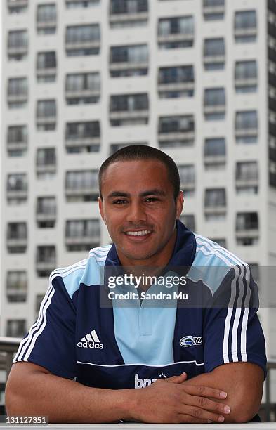 Rudi Wulf of the Blues poses during the 2012 Auckland Blues Super Rugby squad announcement at BNZ on November 2, 2011 in Auckland, New Zealand.