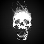 Skull illustration with white smoke effect