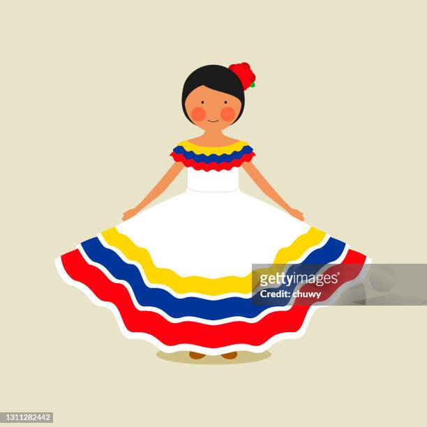 venezuelan traditional clothing for women - venezuelan culture stock illustrations