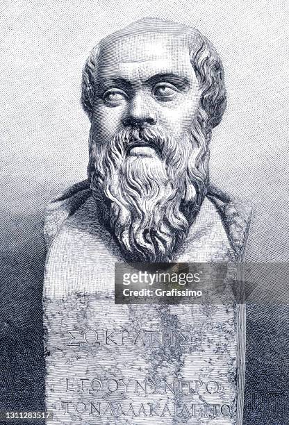 socrates ancient greek philosopher portrait - ancient greece stock illustrations