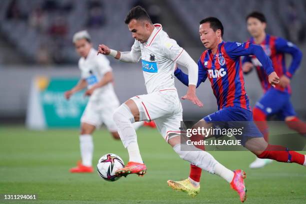 Of Hokkaido Consadole Sapporo in action during the J.League Meiji Yasuda J1 match between FC Tokyo and Consadole Sapporo at Ajinomoto Stadium on...