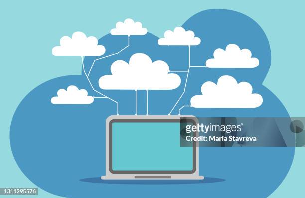 cloud computing concept - software as a service stock illustrations