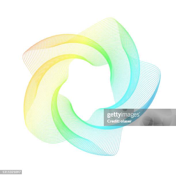 twisted wave pattern made of rainbow colored lines - abstract twisted multicolored shape stock illustrations