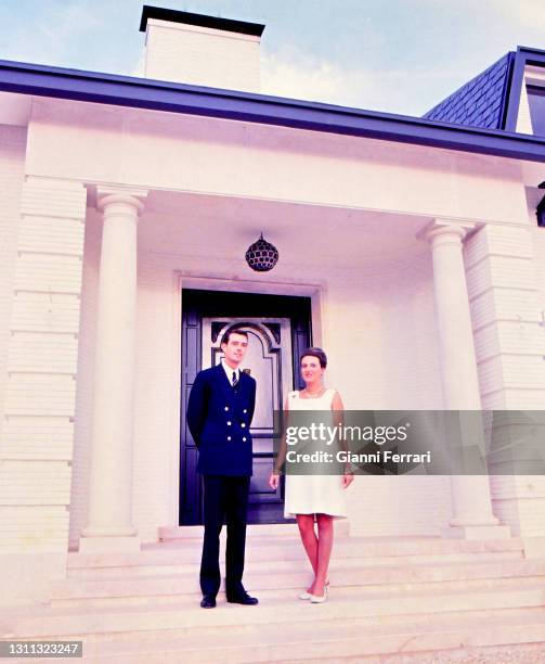 Pilar of Borbon with her husband Luis Gomez Acebo in their home of Somosaguas, Madrid, Spain, 1968.