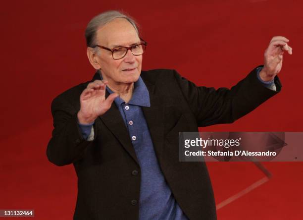 Ennio Morricone member of the International Jury attend a photocall during the 6th International Rome Film Festival on November 1, 2011 in Rome,...