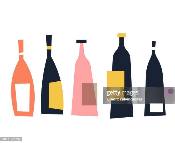 ilustraciones, imágenes clip art, dibujos animados e iconos de stock de concepto de diseño de botellas de vino - alcoholismo