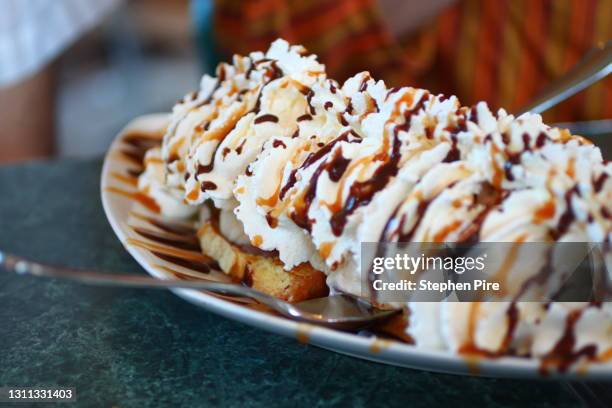 banana split - whip cream dollop stock pictures, royalty-free photos & images