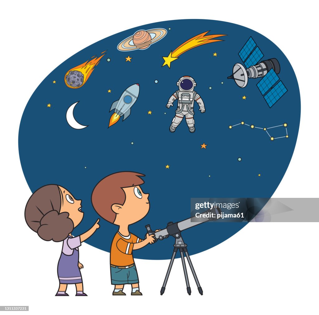 Children Watching Through Telescope High-Res Vector Graphic - Getty Images Children Watching Through Telescope High-Res Vector Graphic - Getty Images